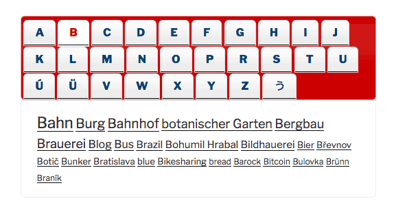WordPress tags by alphabet